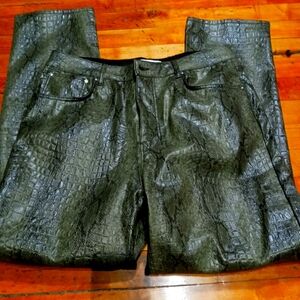 ASOS DESIGN MEN JEANS KHAKI SNAKE PRINT LEATHER LOOK